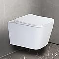 WinZo WZ5923 Square Wall Hung Toilet Rectangular Design Mounted Bowl,Soft Closing Seat Included,White