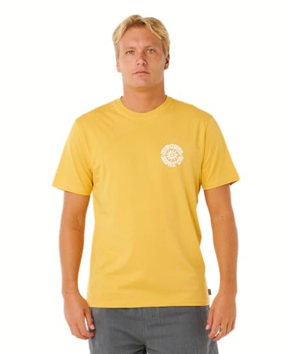 Rip Curl Men's Pacific Rinse Short Sleeve T-Shirt, Ochre Circle, Large