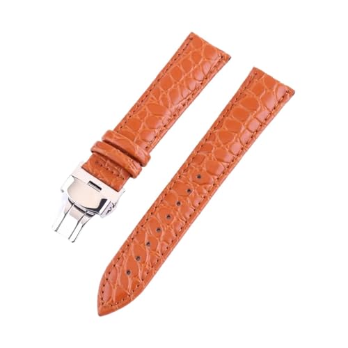 [ALMQGOOUJ] Genuine Leather Watchband 12 13 14 15 16 17 18 19 20 21 22 24mm Watch Band Strap Butterfly Buckle Wrist Bracelet(Bro