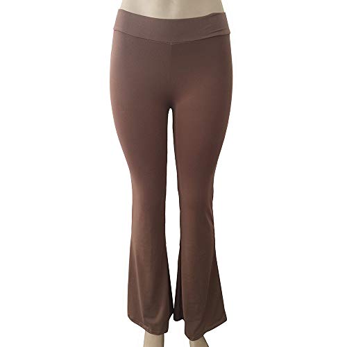 iYYVV Womens Fashion Solid Elasticity Skinny Wide Leg Leggings Bell-Bottoms Pants Khaki