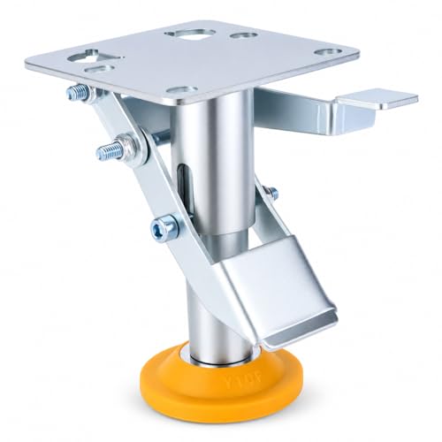 Image of Floor Lock, Adjustable Height Trolley Brake Floor Lock, Manganese Steel 100kg Bearing Trolley Cart Lock with TPU Pad for 4~5in Casters(X-75-32-3)