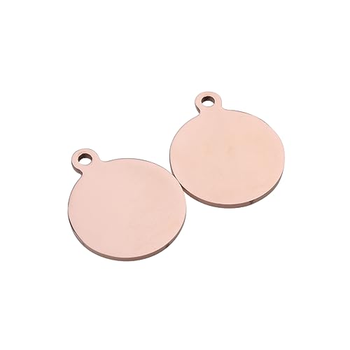 POPETPOP 2PCS Blank Pet Id Tags for Dogs and Cats Rose Gold Scratch and Wear Resistant Custom Engraving for Name Phone and Address for Pet Identification and Keychain DIY
