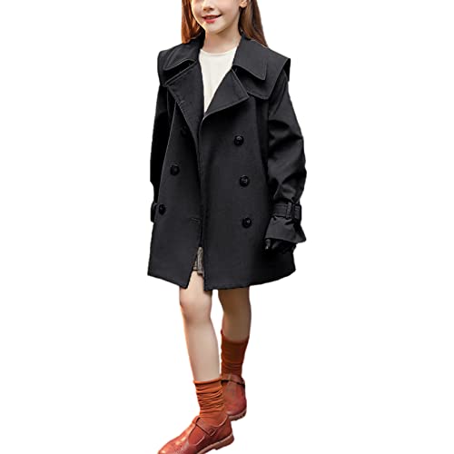 Image of amropi Girl's Trench Coat Single Breasted Windbreaker Jacket Outwear with Belt for 4-17 Years