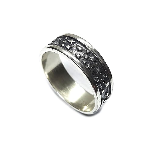 Bague argent sterling veritable 925 fait main large anneau solide 8mm
