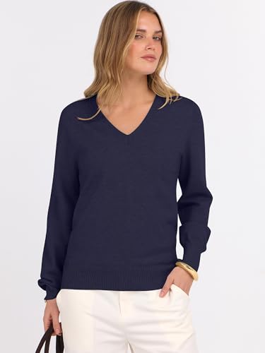 Image of ANRABESS Women's Long Sleeve V Neck Basic Sweaters | Classic Pullover Tops,Soft Loose,Business Casual Work,Travel Vacation,All Day Wear,Fall Spring Outfits,Winter Layer Clothing