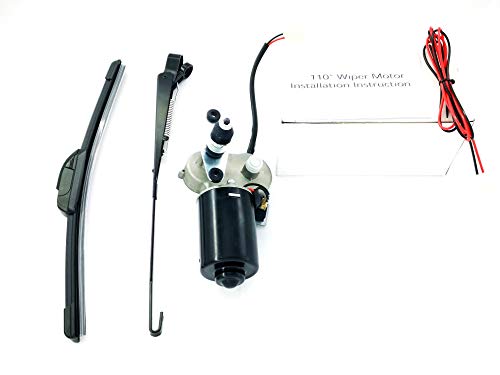 Image of 12V Electric UTV Windshield Wiper Motor Kit Fits Polaris Ranger RZR Kawasaki Honda Pioneer Golf Cart Agriculture Vehicle,110 Degree Swing Motor Wipers