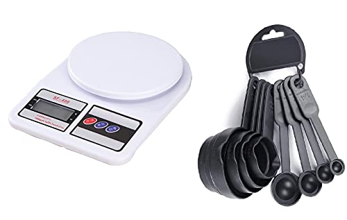 MOHAK Digital Electronic Kitchen Scale Measuring Cups and Spoons (White)