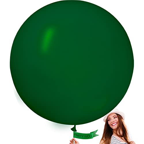 Image of PartyWoo Dark Green Balloons 4pcs 36 Inch Emerald Hunter Forest Green Balloons for Wedding Boy Baby Shower Birthday Christmas Graduation Dinosaur Jungle Golf Theme Party Decorations Green-Y56