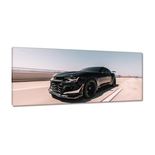 Peinture imprimée sur toile haut de gamme de voiture de sport noire pour salon moderne