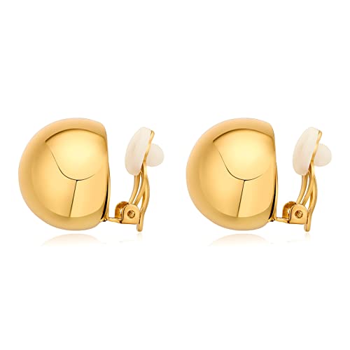 Gold Clip on Earrings Ball Drop Clip Earrings for Women Button Clip Earring Trendy Earrings for Women