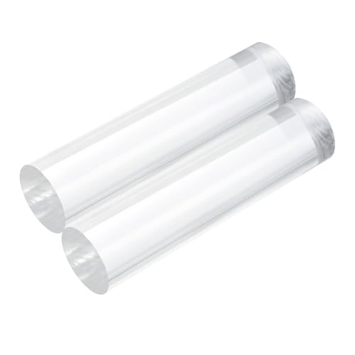 MECCANIXITY 2pcs Acrylic Round Rods 1" x 4" Clear Acrylic Dowel Rods Sticks Plastic Sticks Strip for DIY Crafts Lighting Gardening Decorations - 25mm x 100mm