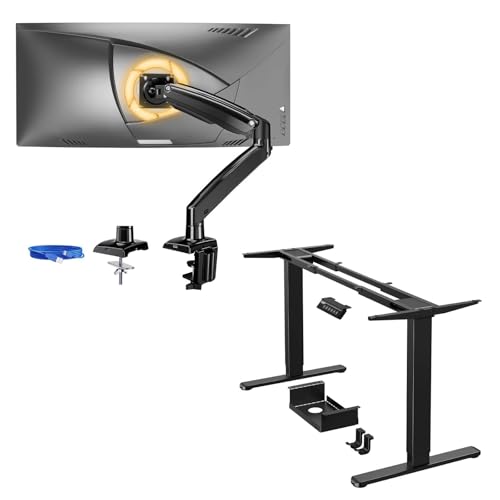 ErGear 13 to 49 inches Single Monitor Mount and ErGear Dual Motor Standing Desk Frame