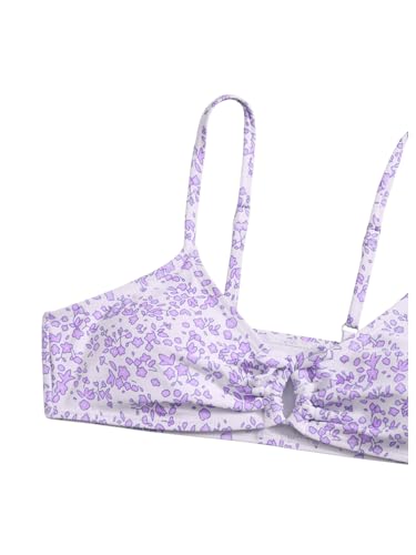 Image of COZYEASE Girls' 2 Piece Ditsy Floral Print Knot Front Ruched Triangle Bikini Swimsuit