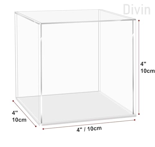 Image of Divin Acrylic Display for Organizing Collectibles Clear Box Display Action Figures Home Storage (White+Clear, 10X10X10 Cm: 4X4X4 inch)
