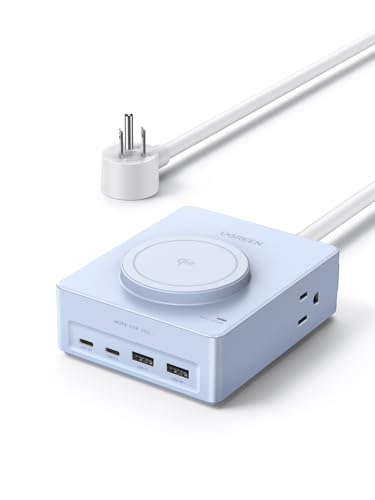 Image of UGREEN Power Strip with 4 Power Outlets, 15w Wireless Charger, 20W PD3.0 USB C Fast Charging, 2 USB-C Ports, 2 USB A Ports, Desk Charging Station for Office, Conference, Home Use