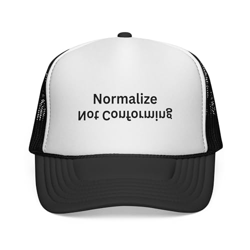 Normalize Not Conforming Trucker Cap | Upside-Down Text Mesh Hat Black