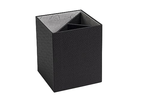 Exacompta 67601E Stifteköcher Office By Me mit Textileffekt. 3 herausnehmbare Fächer. Zur Aufbewahrung von Kugelschreibern, Bleistiften und anderen Schreibwaren Stiftebox Stiftehalter Schwarz