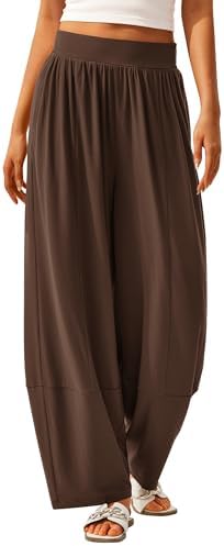 MASCOMODA Women Casual Wide Leg Palazzo Lounge Pants Comfy Soft Loose Flowy Yoga Pants Smocked High Waisted Barrel Sweatpants