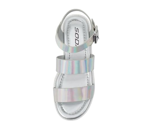 Image of Soda ACCOUNT-2 ~ Little Kids /Children /Girls Open Toe Two Bands Lug sole Fashion Block Heel Sandals with Adjustable Ankle Strap