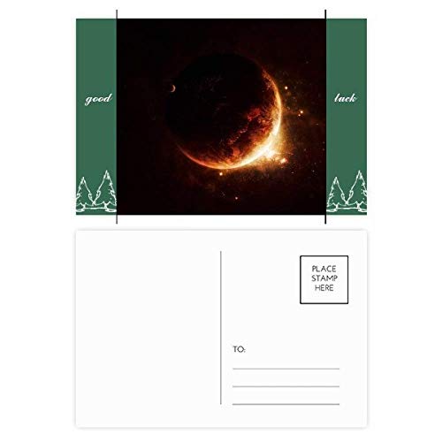 Juego de tarjetas postales de buena suerte con patrón de ilustración de universo dorado, 20 unidades