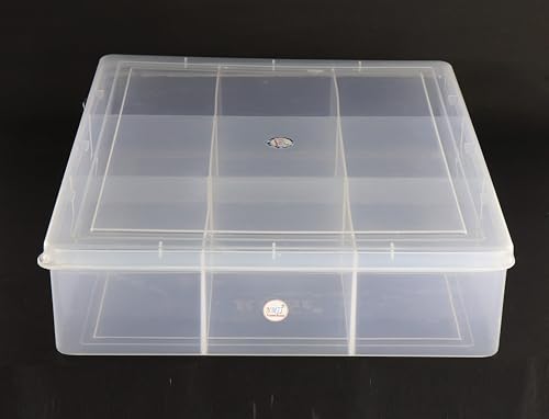 Image of NMII Multipurpose Plastic Storage Box with Partitions | Transparent Organizer with Secure Lid | Ideal for Stationery, Craft Supplies, Tools, and Jewellery, Accessories | Lightweight-(9 Partitions)