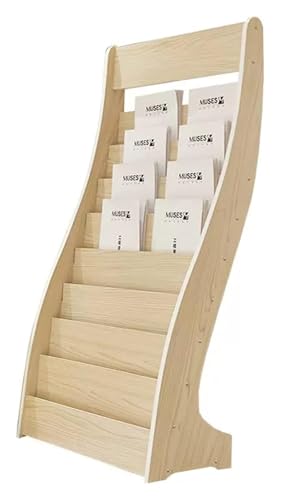 Présentoir à brochures en bois naturel avec 8 poches de rangement