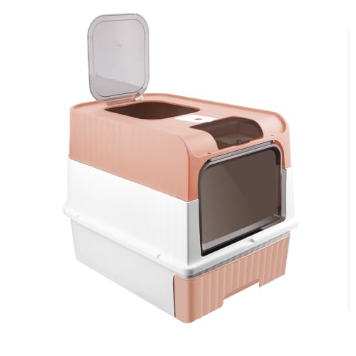 Cassetta Igienica per Gatti con Coperchio Forato Nessun Odore e Fuoriuscita di Rifiuti, Entrata Superiore Lettiera Chiusa Paletta Inclusa per Gatto-49 * 37 * 35 cm -Rosa