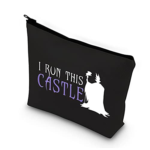 Evil Queen Makeup Bag Villains Gifts i Run This Castle Cosmetic Bag Travel Pouch For Mom Daughter Sister Friend Mistress Of All Evil Resting Witch Face Gift (run this castle bl)