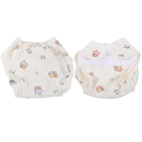 POPETPOP 2 Pañales Lavables para Bebés Recién Nacidos, Ropa Interior de Algodón Suave, Talla Pequeña para 2-5 Kg, Reutilizables y Transpirables, Accesorios para Muñecas, Paquete de 2