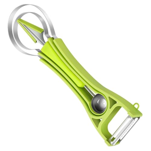 IWOWHERO Pelatore Scavino Rotondo per Frutta in Acciaio e PP Cucchiaio Multifunzione per Melone e Anguria con Design Ergonomico Facile da Pulire