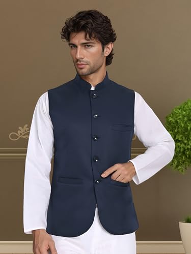 Image of ROCKSY Bandi Modi Koti, Nehru Jacket for Men, Cotton Waistcoat for All Occasion: Diwali, Wedding, Ethnic, Office Party, Formal & casual Look