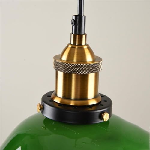 Lámpara colgante minimalista de cristal verde campana E27 vintage metal cocina dormitorio comedor 8