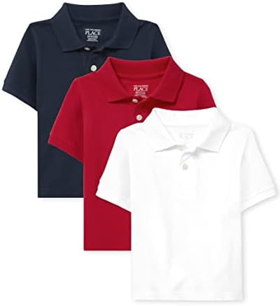 The Children's Place baby boys And Toddler Short Sleeve Pique Polo Shirt, Classic Red/Nautico/White 3 Pack, 18-24 Months US
