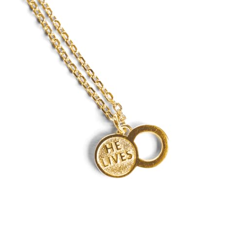 ANGEL STUDIOS |The Empty Tomb Small Pendant Necklace | as featured in The Shift | Quality Yellow Gold Plated 925 Sterling Silver | Dainty Small Pendant Necklace | Religious Christian Jewelry for Women | He Lives Necklace