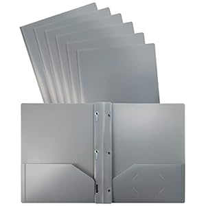 Better-Office-Products-Gray-Plastic-2-Pocket-Folders-with-Prongs-24-Pack-Heavyweight-Letter-Size-Poly-Folders-with-3-Metal-Prongs-Fastener-Clips-Gray