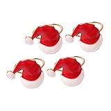 ELAYARD 4 Piezas Servilleteros con Diseño de Gorro Navideño Accesorios para Mesa Anillos para Servilletas Decoración Práctica para Cenas Navideñas