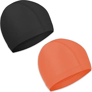 2 Pcs Elastic Swim Caps Comfortable Non-slip Fabric Swimming Hat Lightweight Bathing Caps for Women Men Kids to Swimming