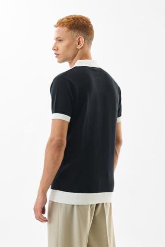 Image of SNITCH Men's T-Shirt | Slim Fit Polo Collar with Textured Knit Design | 100% Cotton Fabric, Breathable & Comfortable Casual Wear