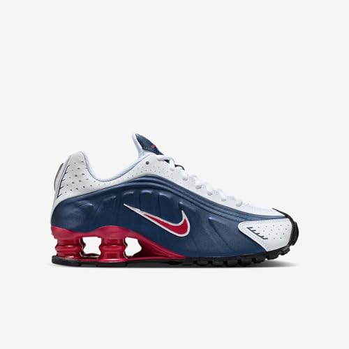 Nike Shox R4 Big Kids' Shoes (Midnight Navy/White/Metallic Silver/Gym Red)3