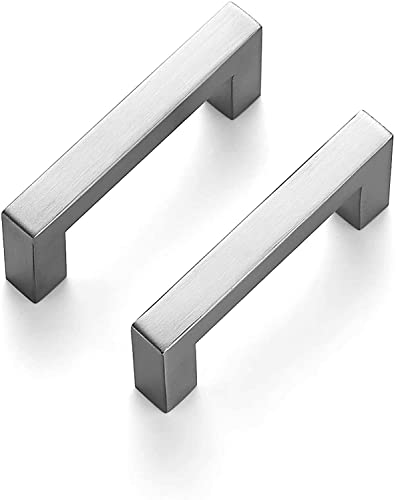 Image of Ravinte 32 Pack 3 Inch Square Cabinet Handles Satin Nickel Pulls Brushed Nickel Drawer Pulls Kitchen Cupboard Hardware for Cabinets Cupboard Drawer Handles