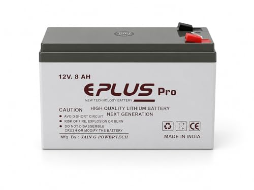 Image of EPLUS PRO 12V8AH Lithium-ION Battery for Agriculture Spray Pump, Solar Street Light, Toys, Emergency Light ETC | Not for UPS or high Load Applications