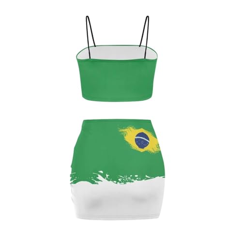 Image of 2025 Sexy Spaghetti Strap Crop Tops and Bodycon Skirt Casual 2 Piece Set S-4XL