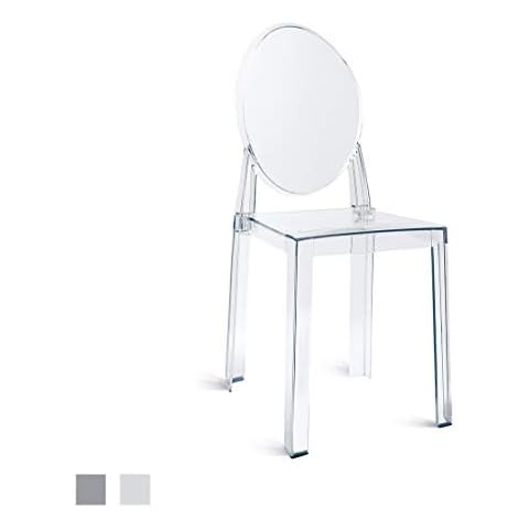 2xhome Louis Large Transparent Vanity Mid Century Ghost Chair, Clear Cover