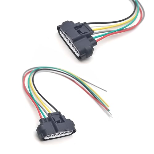 Ypoyney 2 PCS Throttle Body Pigtail, 6 Way 6 Pin Throttle Position Sensor Repair Connector, Heat Resistant Plug and Play Wiring Harness Plug Replace #90980-11858, Standard Repair Accessories (Black)