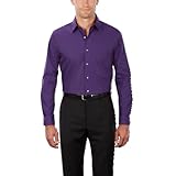 Van Heusen Men's Dress Shirt Regular Fit Poplin Solid, Purple Velvet, 17' Neck 36'-37' Sleeve
