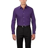 Van Heusen Men's Dress Shirt Regular Fit Poplin Solid, Purple Velvet, 17' Neck 34'-35' Sleeve