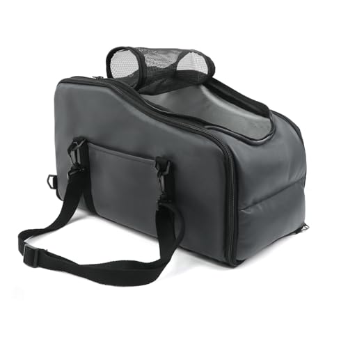 loyfreeyo ペットクレート ペット用品 小型犬/猫/うさぎ用 車用シート 飛び出し防止リード付き 変形なし コンパクト 夏冬兼用 安定感 お出かけ おしゃれ 蓋付き クレート 3way 洗える 車用 丈夫 助手席対応 (ブラック)