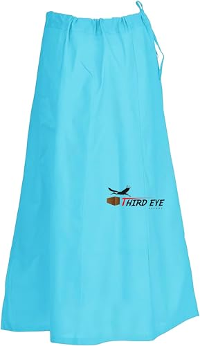 Third Eye Export Sari Petticoat Cotton Stitched Adjustable Waist Saree Underskirt Lining Aqua Blue Skirt (Waist: 26" - 42" || Length: 38"), Aqua Blue