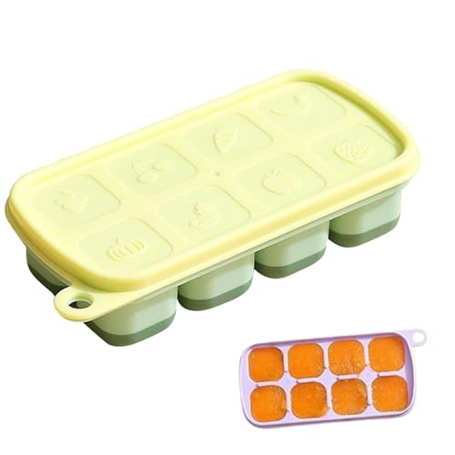 Ice Trays For Freezer - 8 Cavity Large Flexible Portable Molds | 15x7x4cm Square Cubes Mold, Effortless Reusable Freezer STrays 