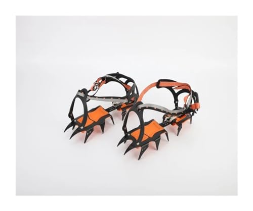 Crampones Crampones de Hielo con 12 Dientes, Botas de Nieve for Invierno, Pinzas for Hielo, Picos de Hielo Antideslizantes, Tacos de tracción for Nieve, Equipo de Escalada (Color : 12 Teeth Orange)